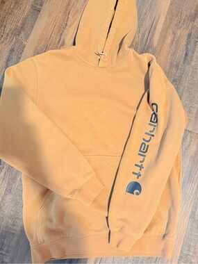 Carhartt Yellow-Tan Logo Sleeve Hooded Sweatshirt
